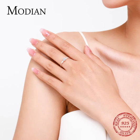 Modian 925 Sterling Silver Wedding Band with Zircon