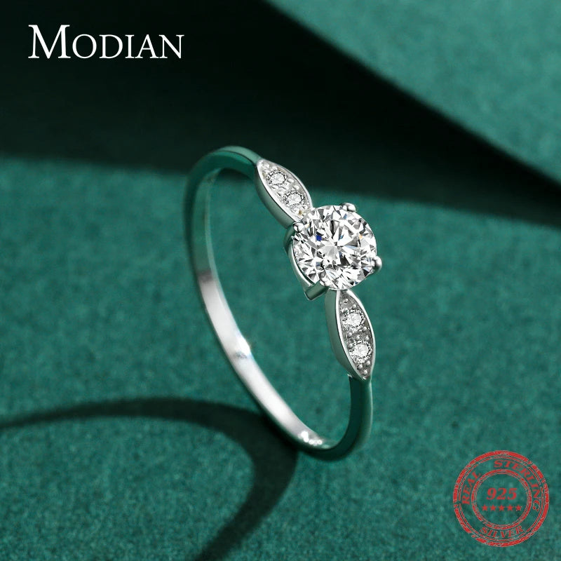 Modian 925 Sterling Silver Wedding Band with Zircon