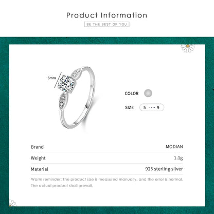 Modian 925 Sterling Silver Wedding Band with Zircon