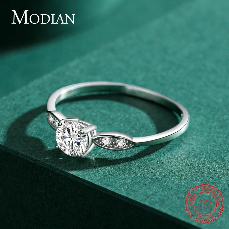 Modian 925 Sterling Silver Wedding Band with Zircon