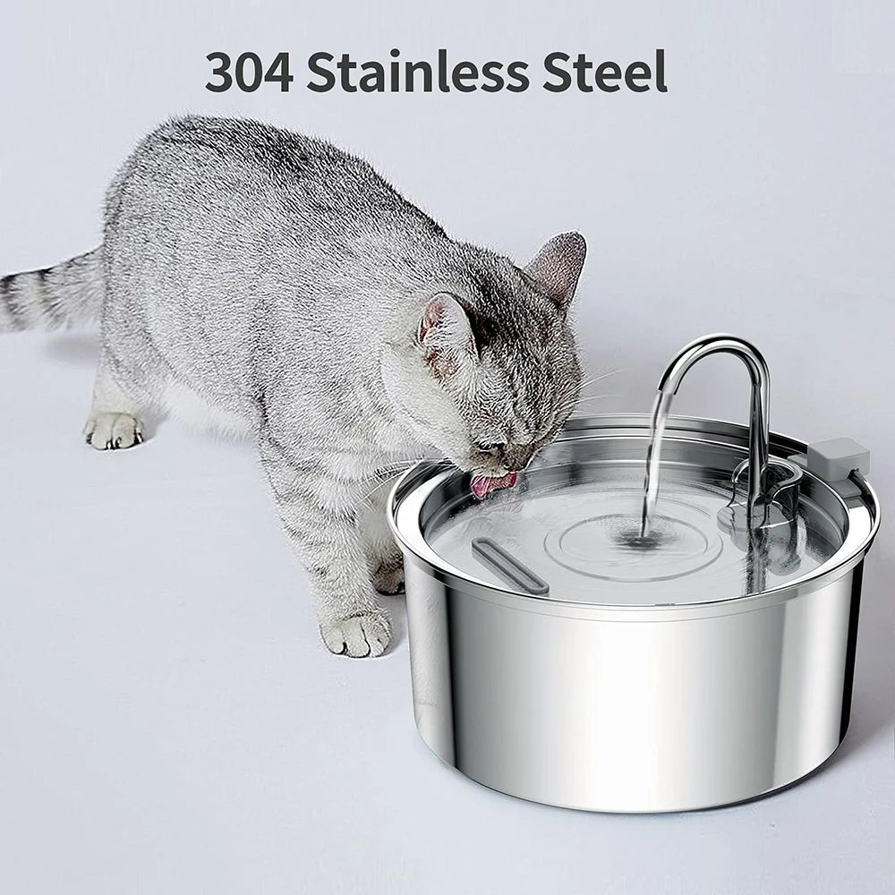 Fuente de agua automática de acero inoxidable para mascotas