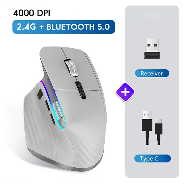 Ergonomic RGB Wireless Mouse Rechargeable