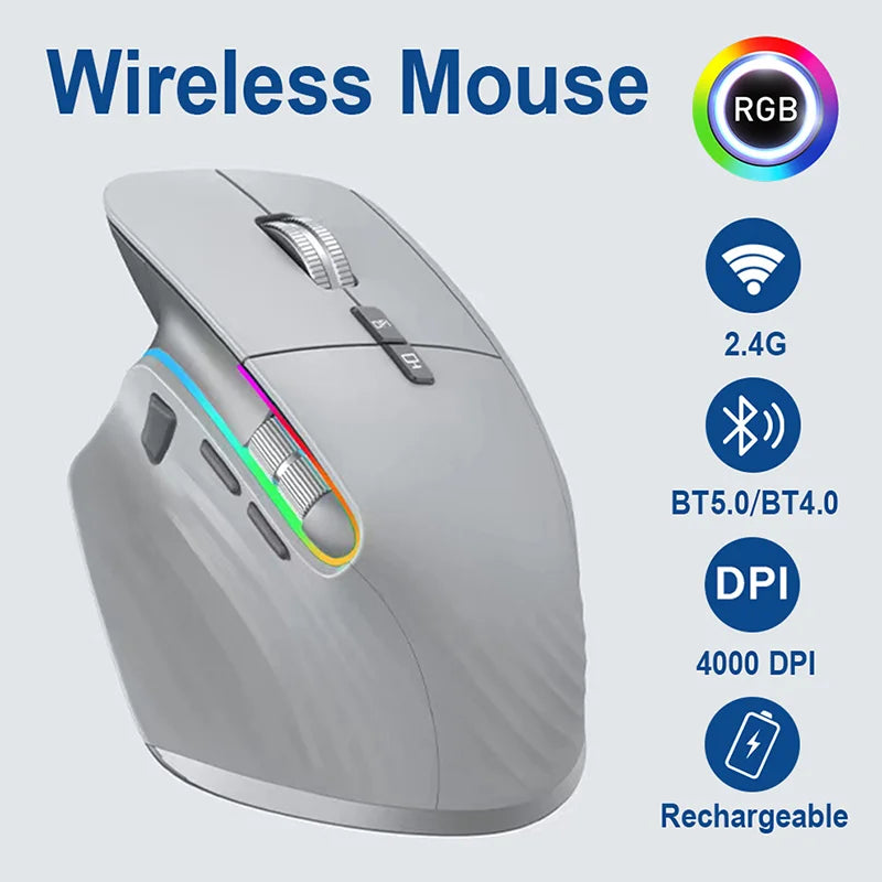 Ergonomic RGB Wireless Mouse Rechargeable