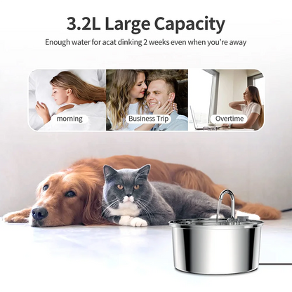 Fuente de agua automática de acero inoxidable para mascotas