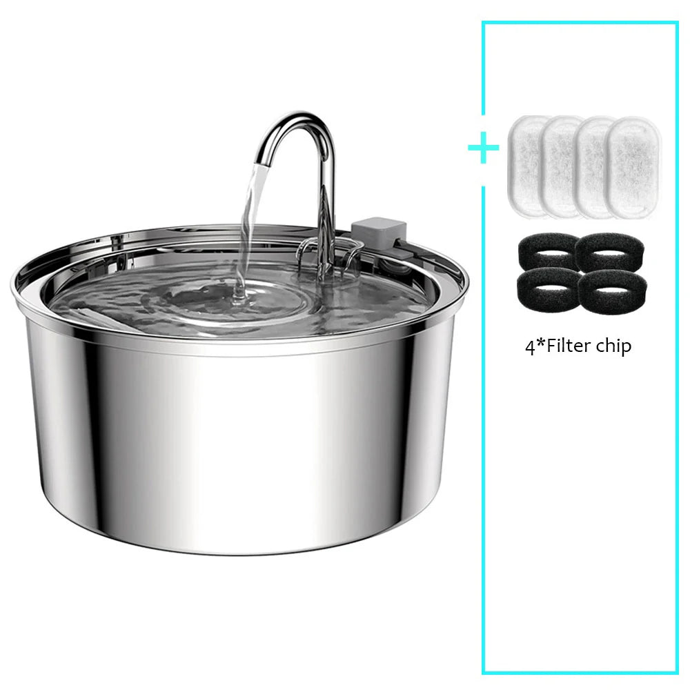 Fuente de agua automática de acero inoxidable para mascotas