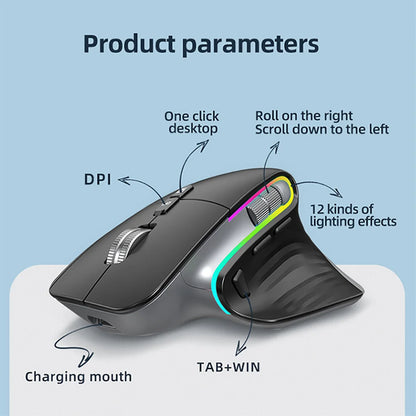 Ergonomic RGB Wireless Mouse Rechargeable