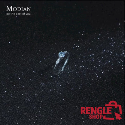 Modian 925 Sterling Silver Wedding Band with Zircon